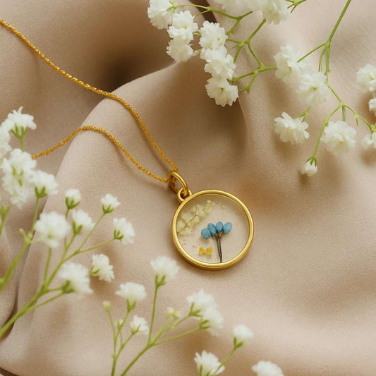 Crystal Blue Blossom Resin Necklace - BR CRAFTS