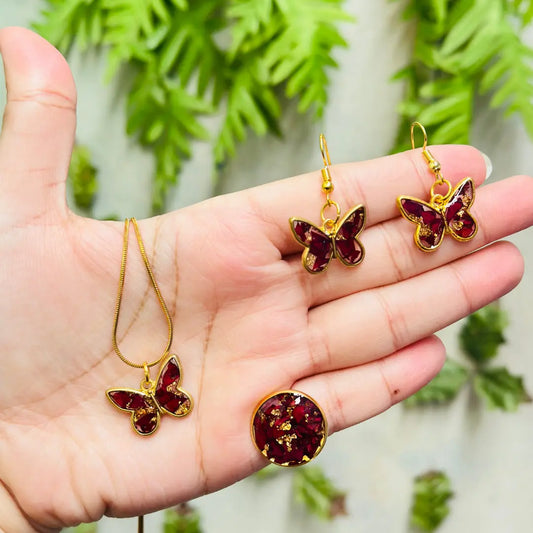 🦋 Butterfly Resin Jewelry Set