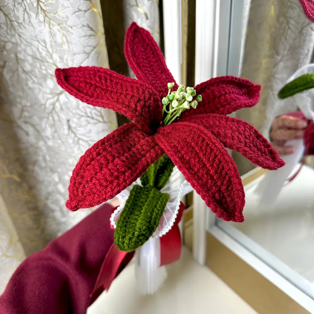 Crimson Star Crochet Lily