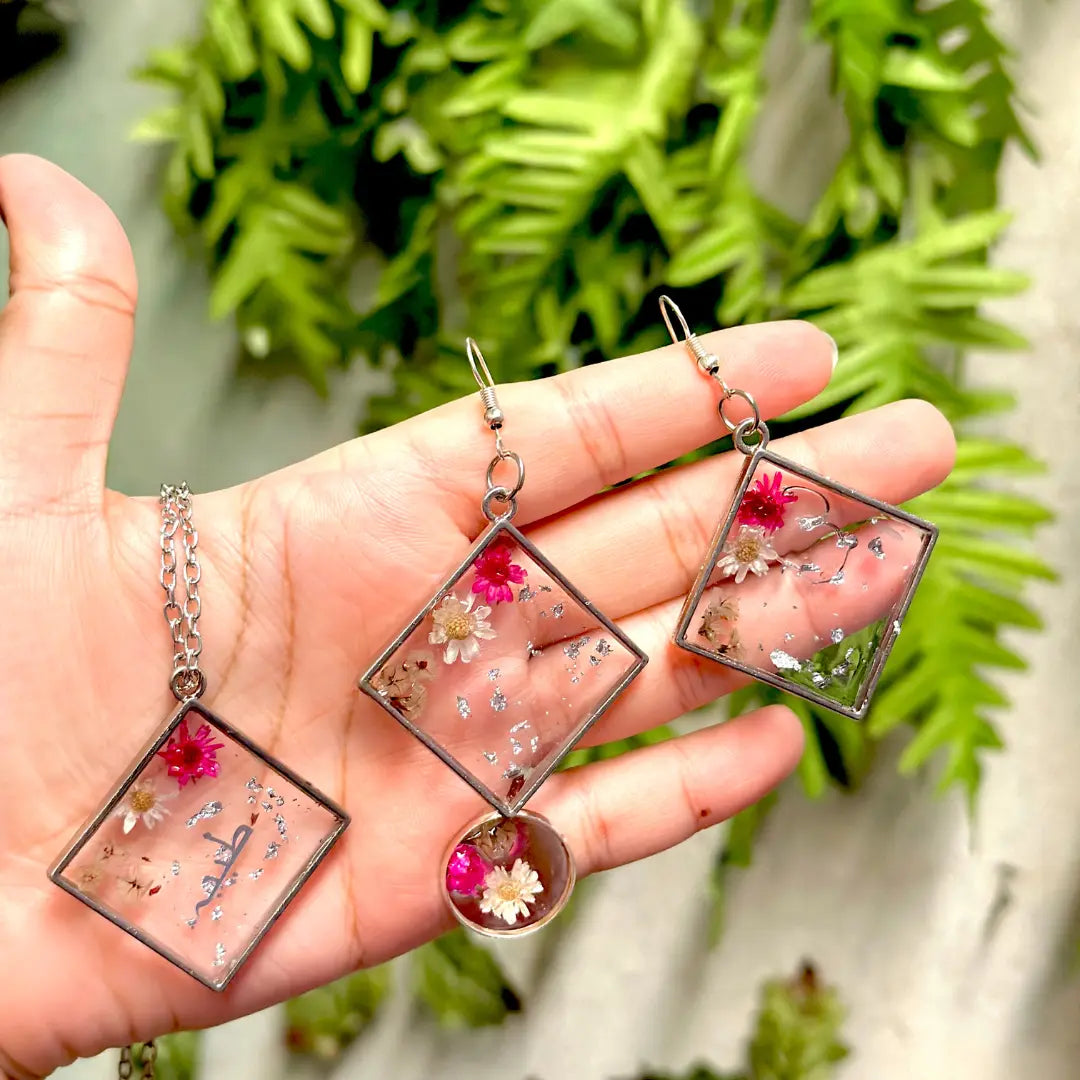🌼 Wildflower Resin Jewelry Set