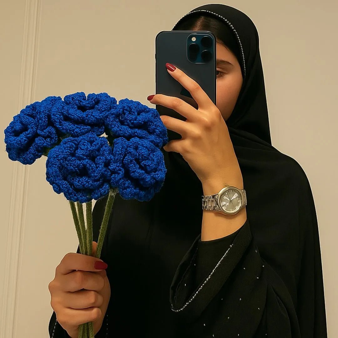 Blue Crochet Carnation Bouquet - BR CRAFTS