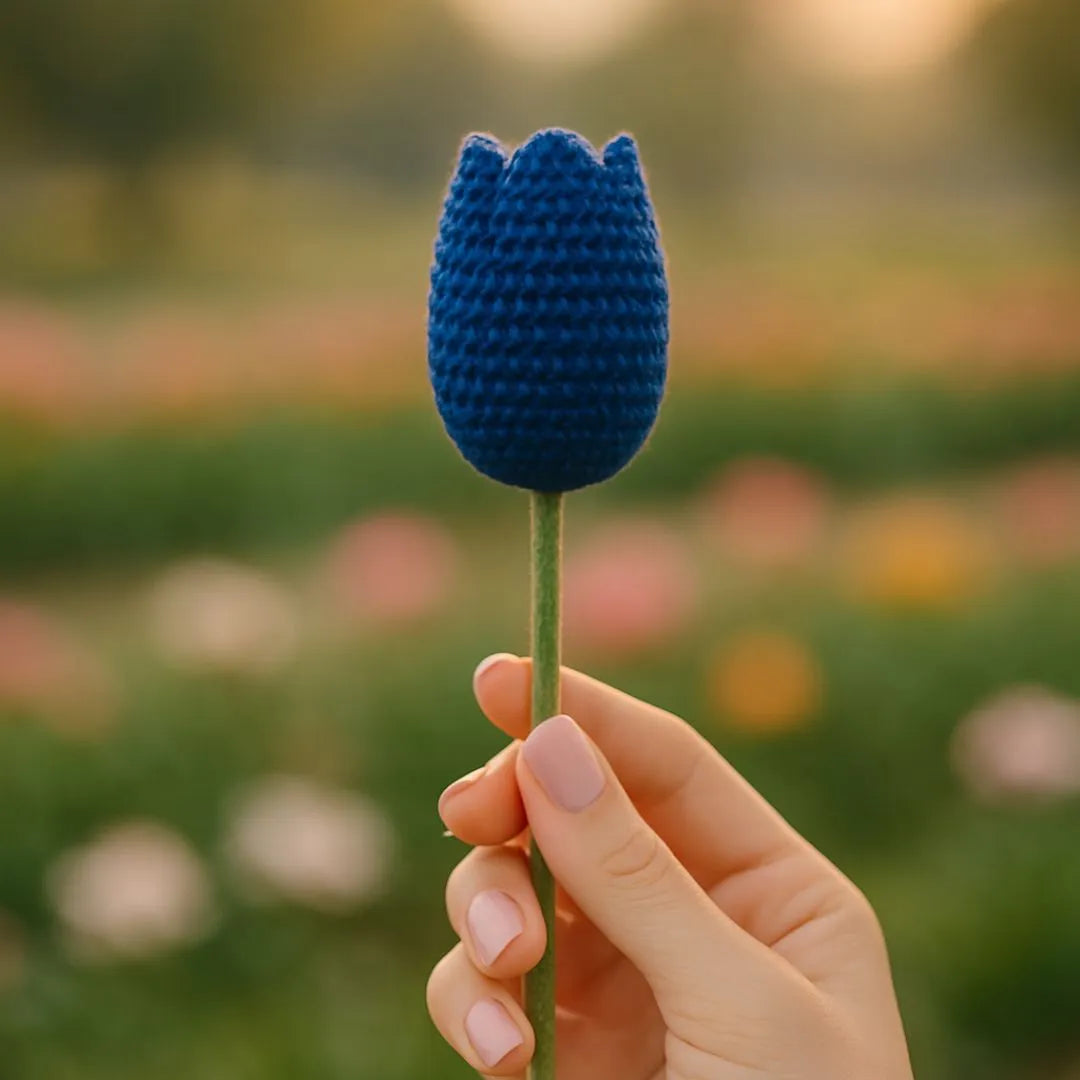 Blue Crochet Tulip