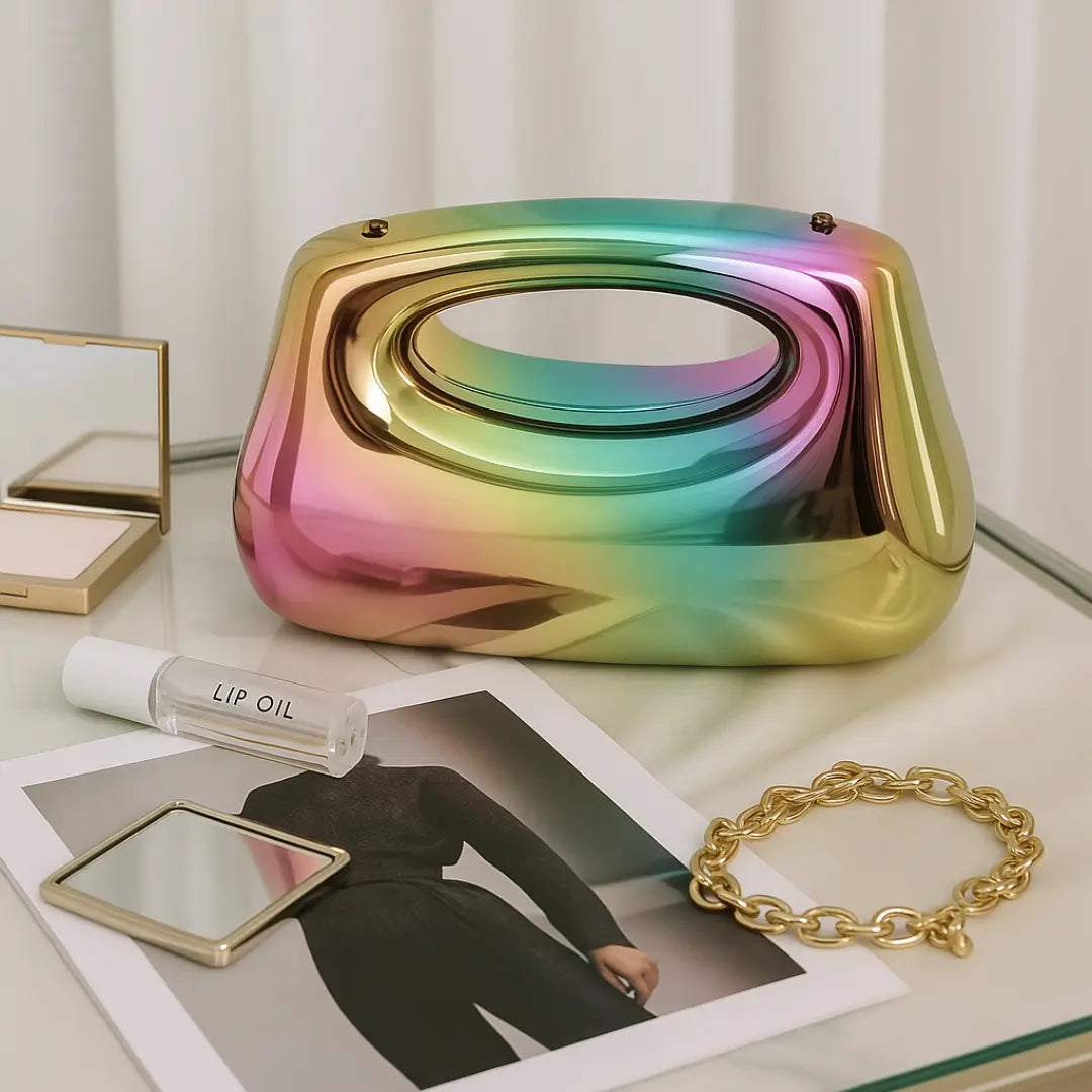 Rainbow Metal Clutch