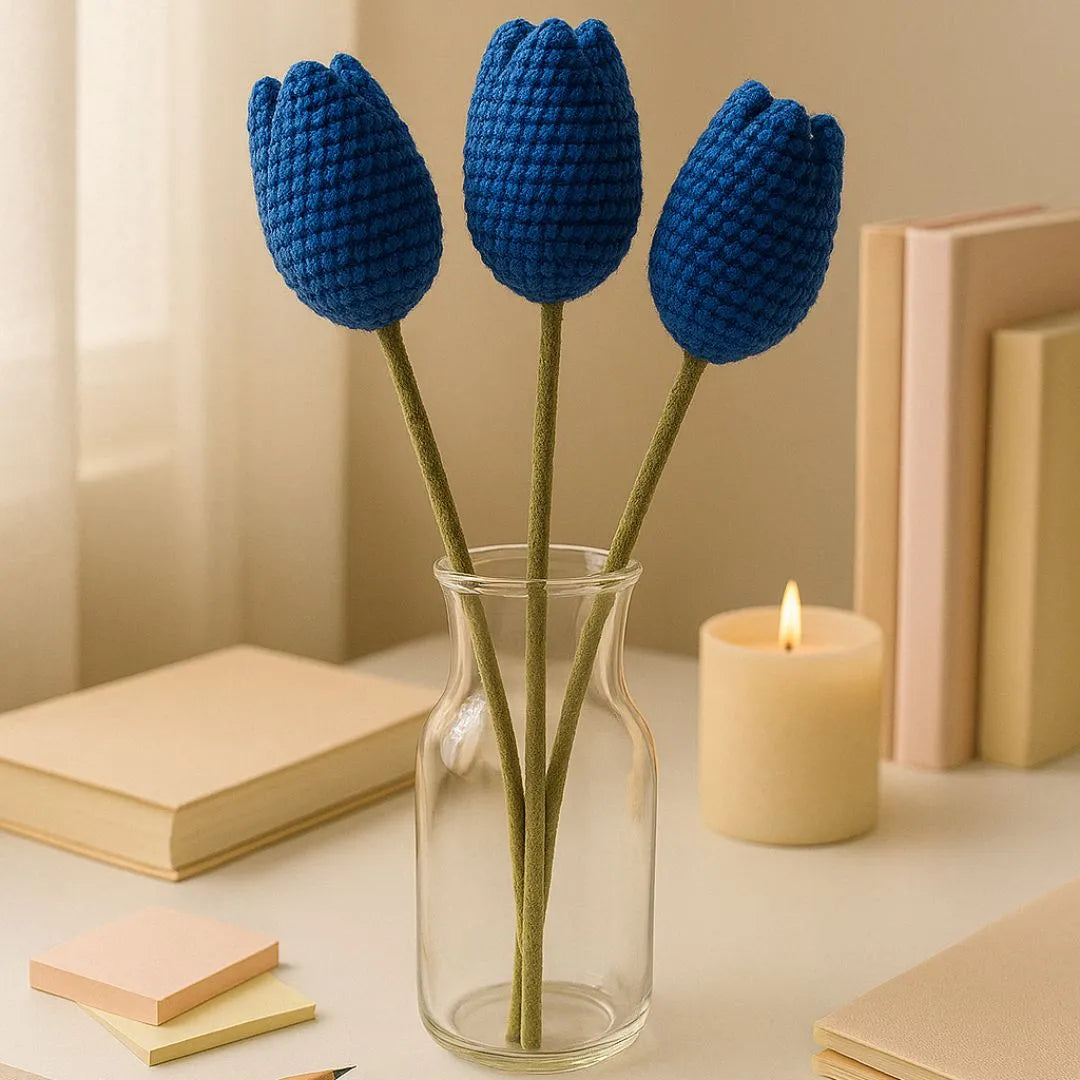 Blue Crochet Tulip