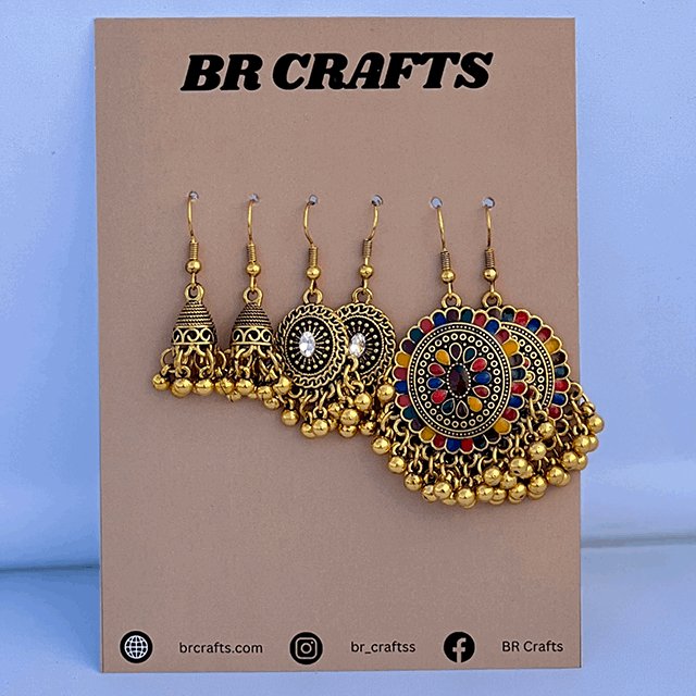 3 set Jhumkaas - BR CRAFTS