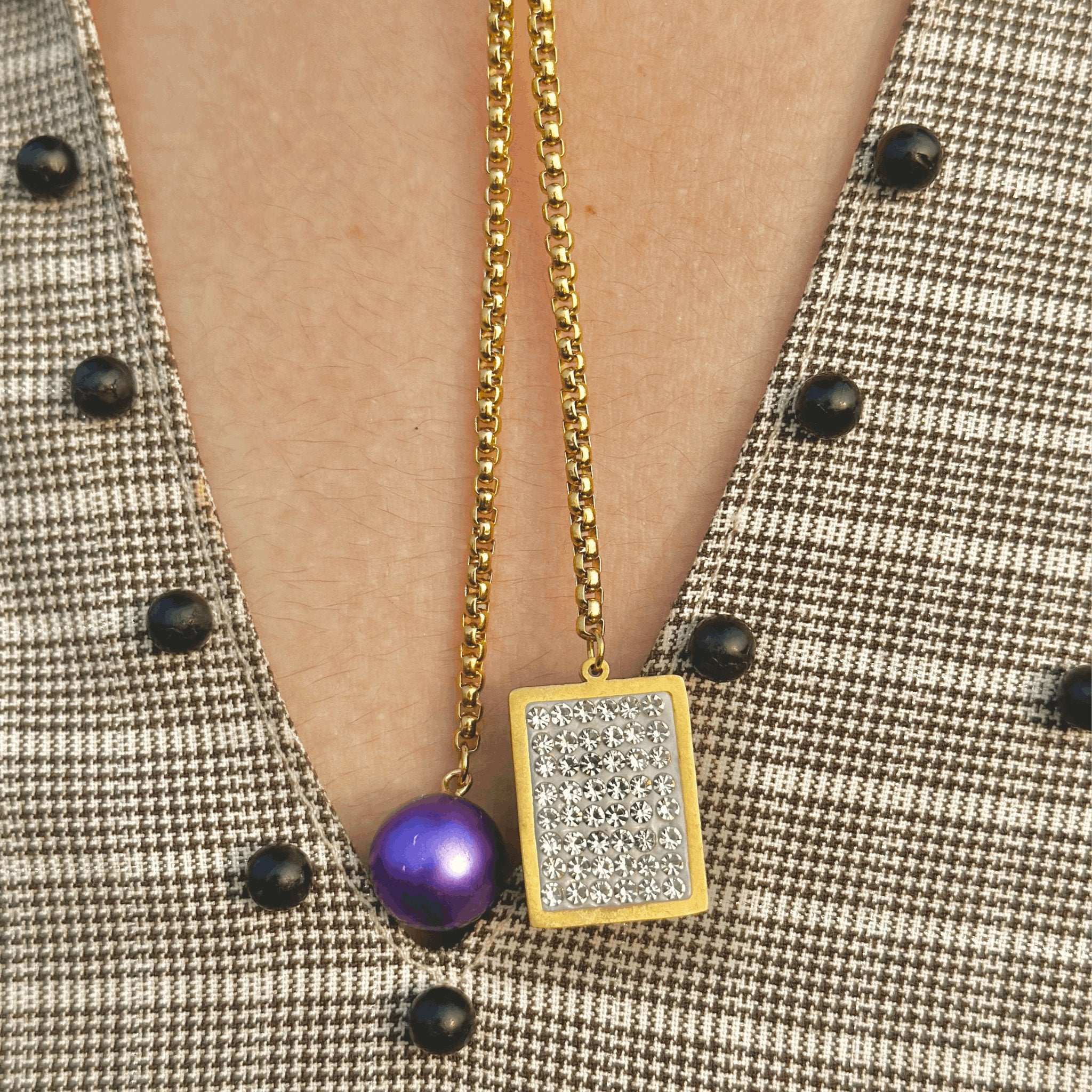 Bead & Rectangle Pendant Necklace - BR CRAFTS