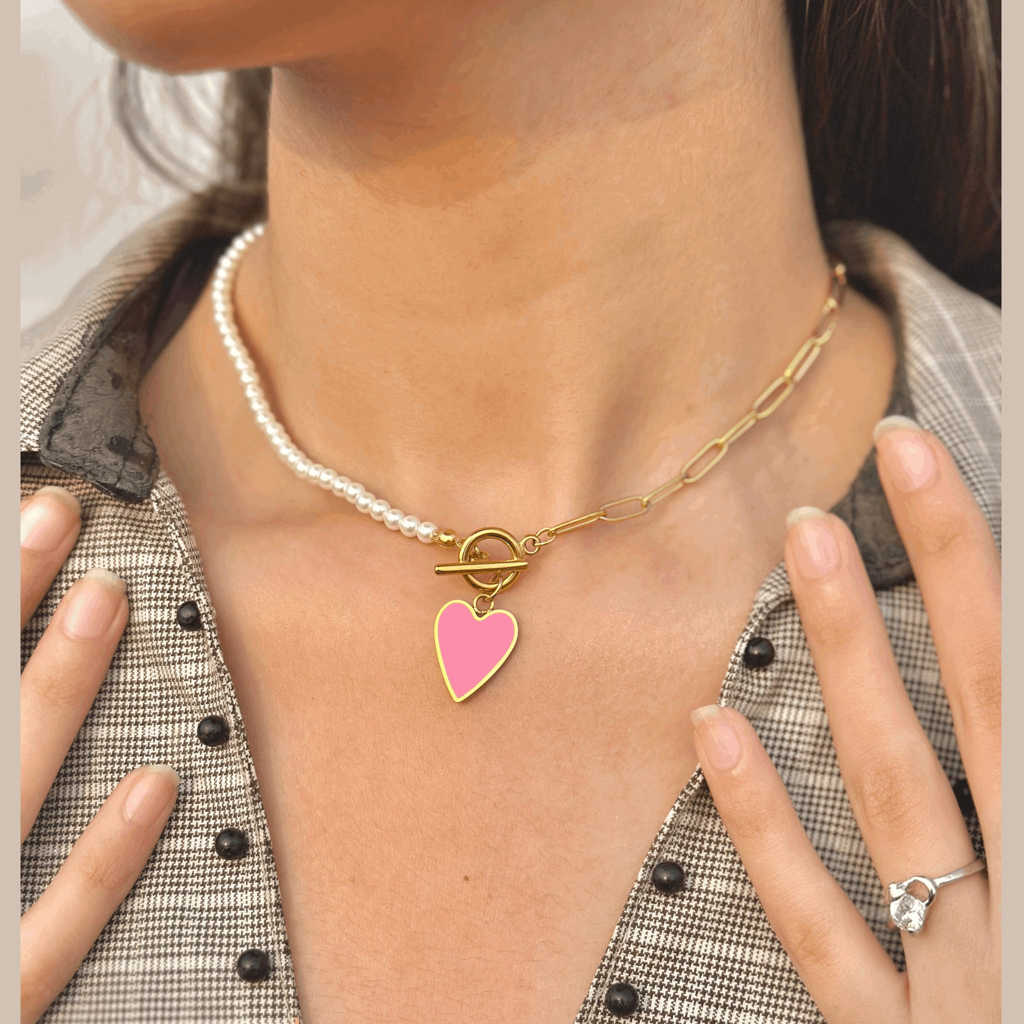 Heart-Shaped Beaded Necklace