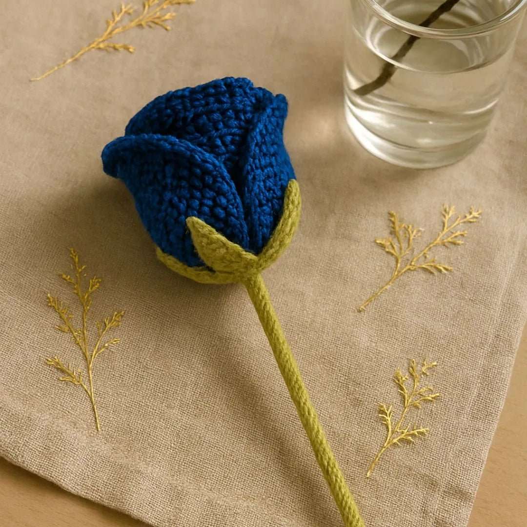 Blue Crocheted Rose - BR CRAFTS