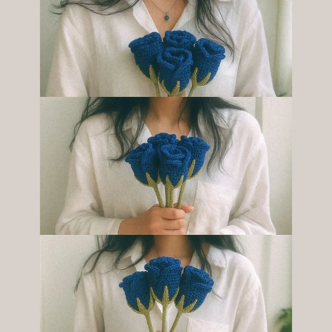 Blue Crocheted Rose - BR CRAFTS