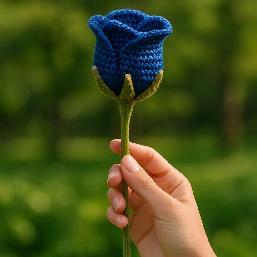 Blue Crocheted Rose - BR CRAFTS