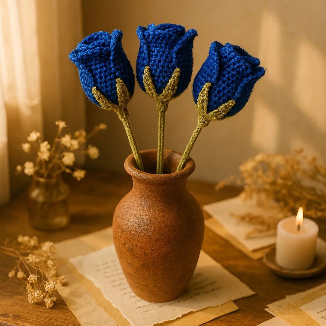 Blue Crocheted Rose - BR CRAFTS