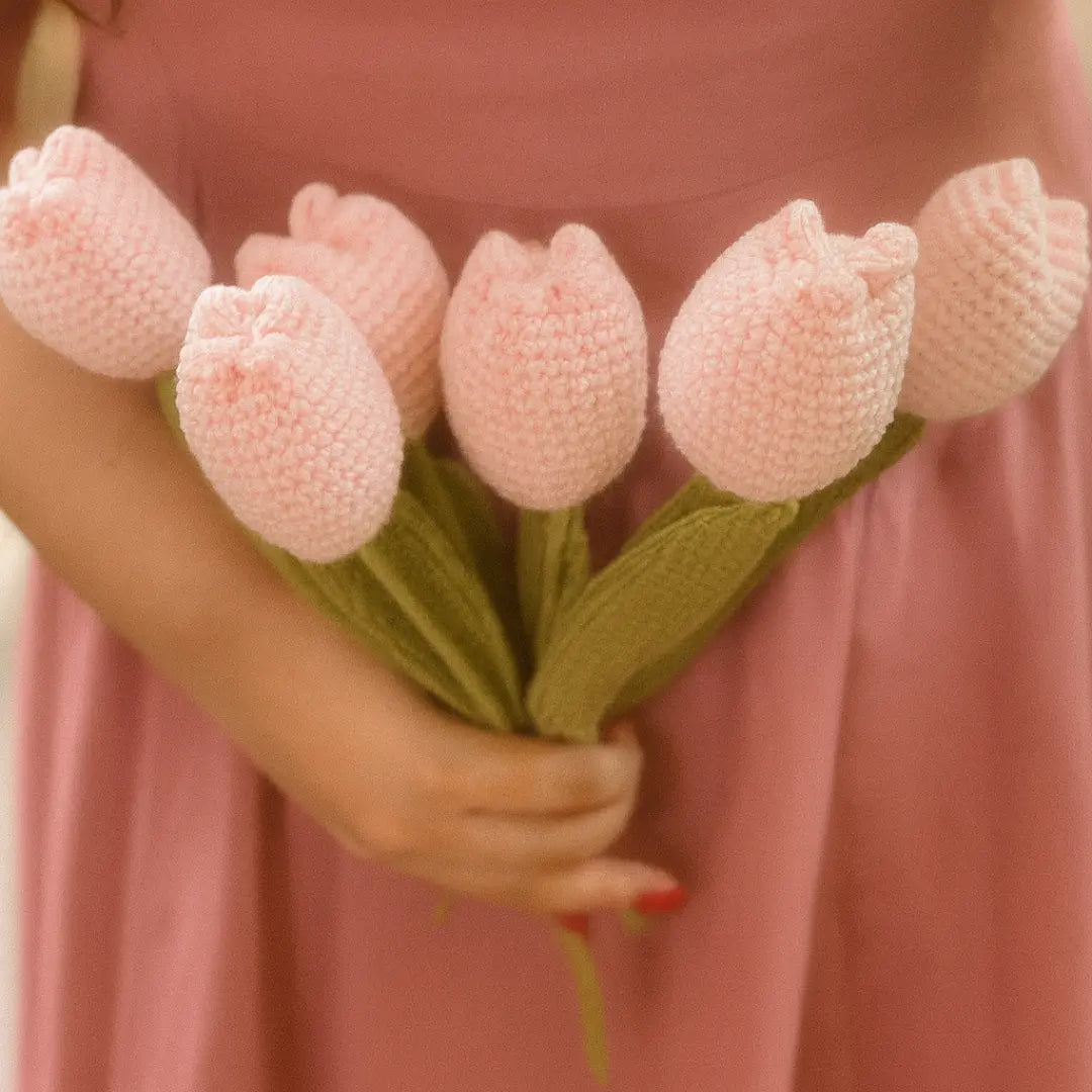 Pink Crochet Tulips