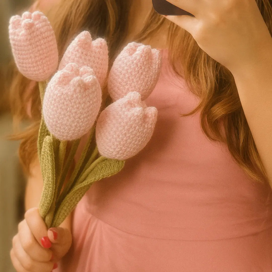 Pink Crochet Tulips