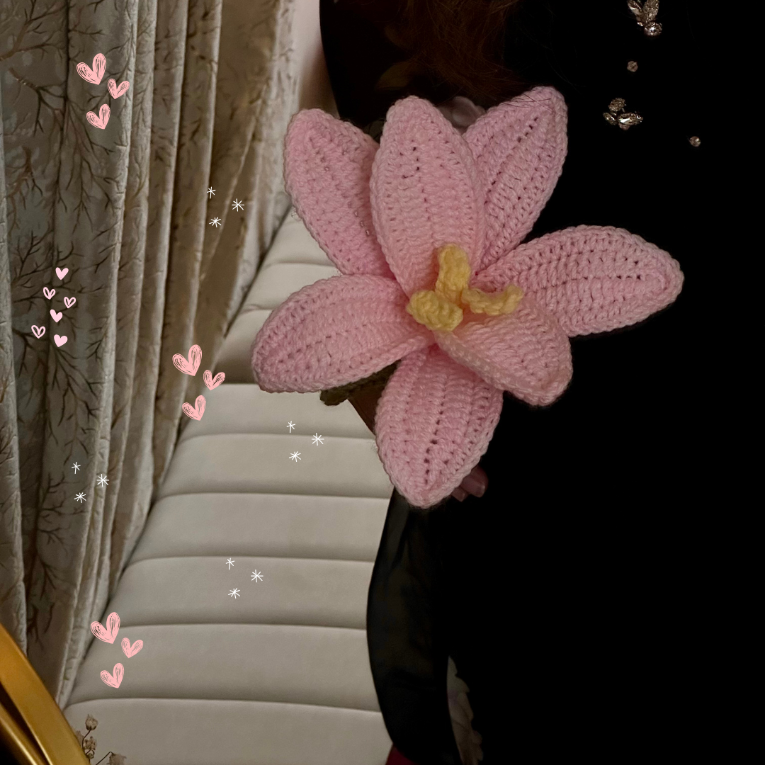 Handmade Crochet Pink Lily