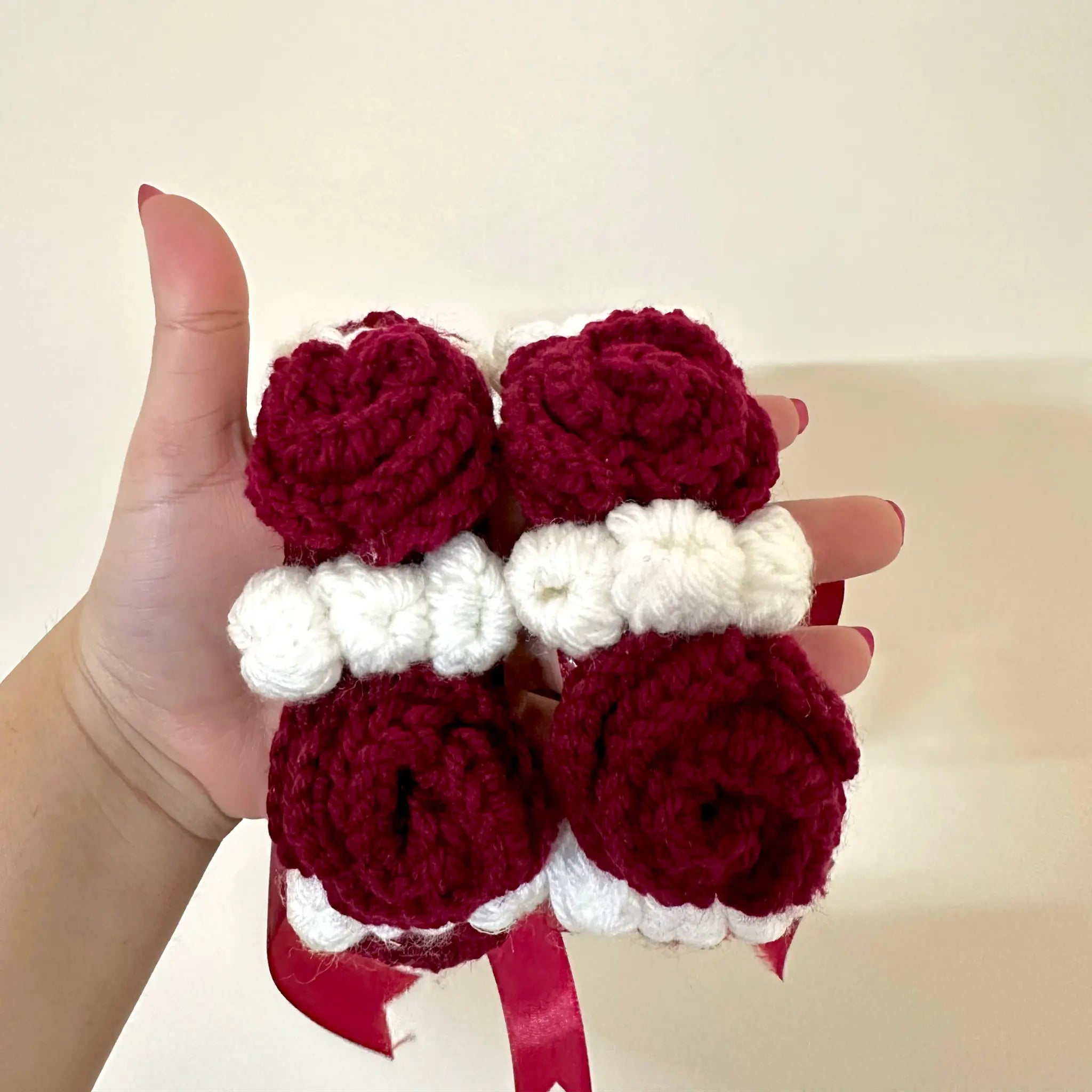 Maroon Bloom Crochet Gajra