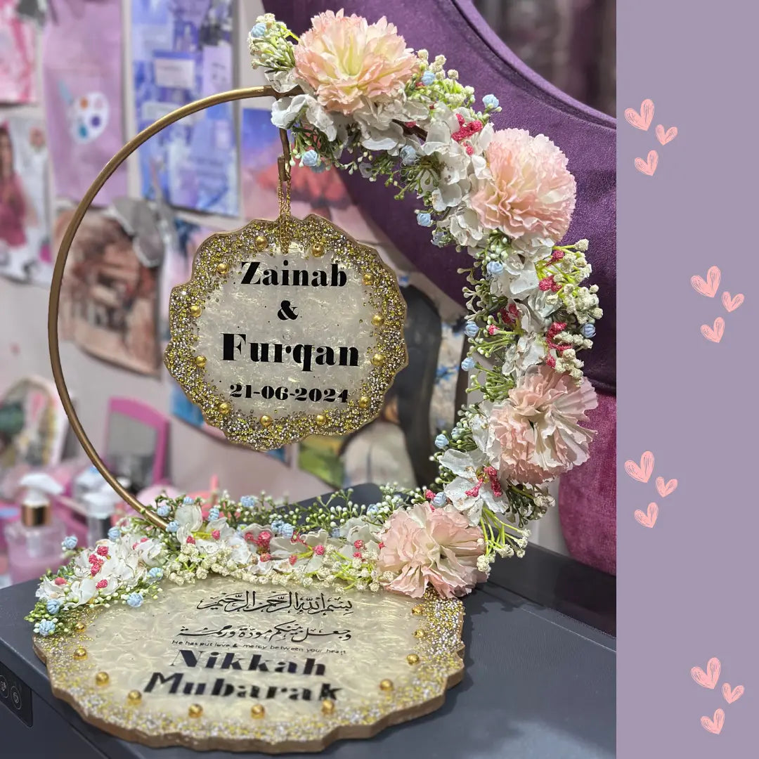 🌸 Custom Resin Nikkah Plaque Set