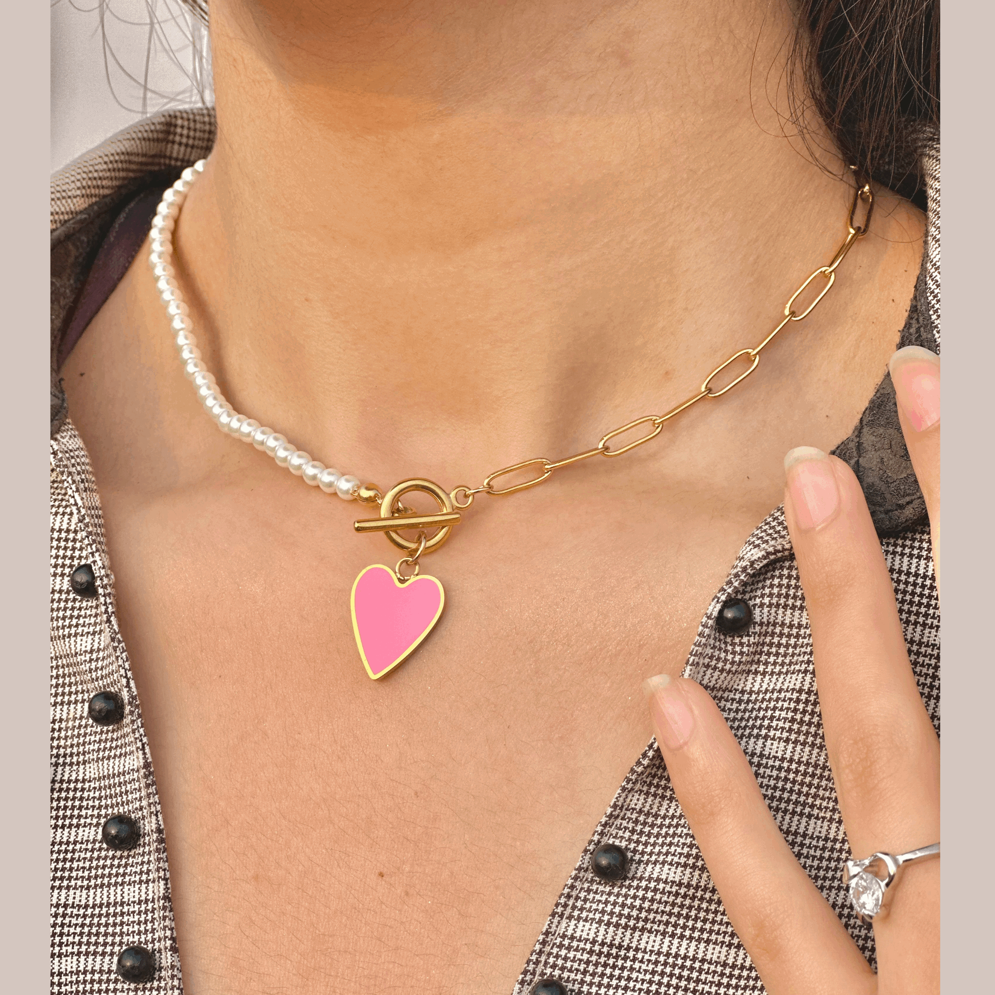 Heart-Shaped Beaded Necklace