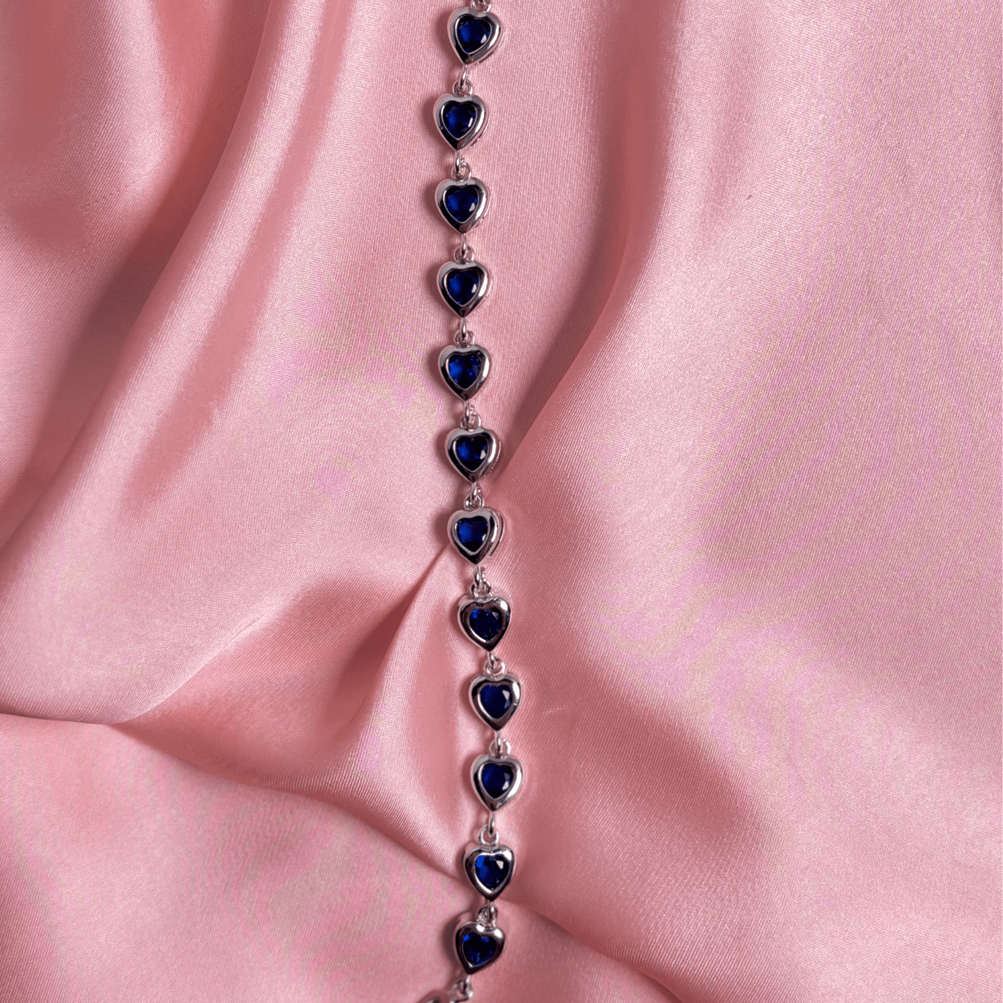 Silver Blue Heart Bracelet – Elegant Charm with a Touch of Love - BR CRAFTS