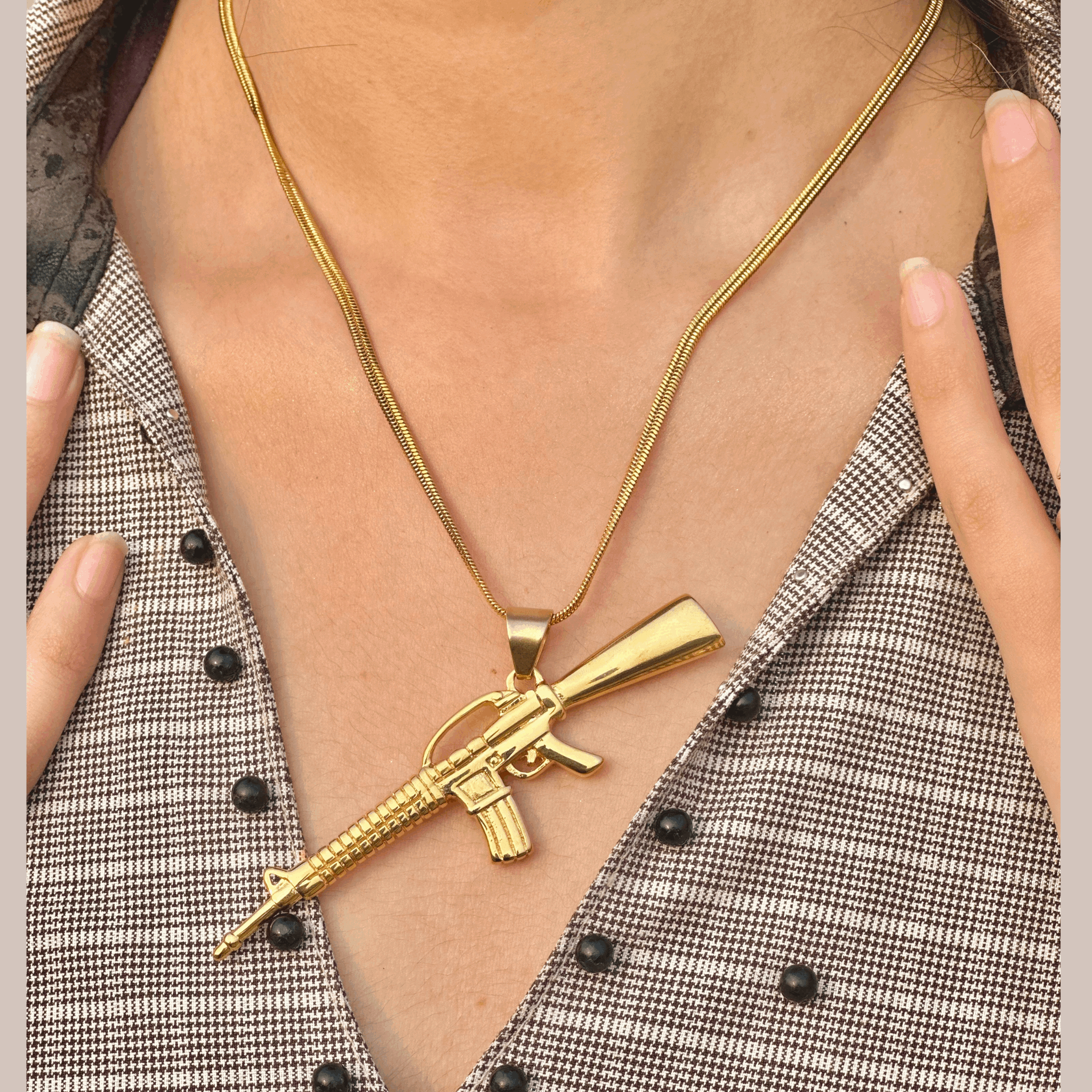 Edgy Gun Pendant Necklace