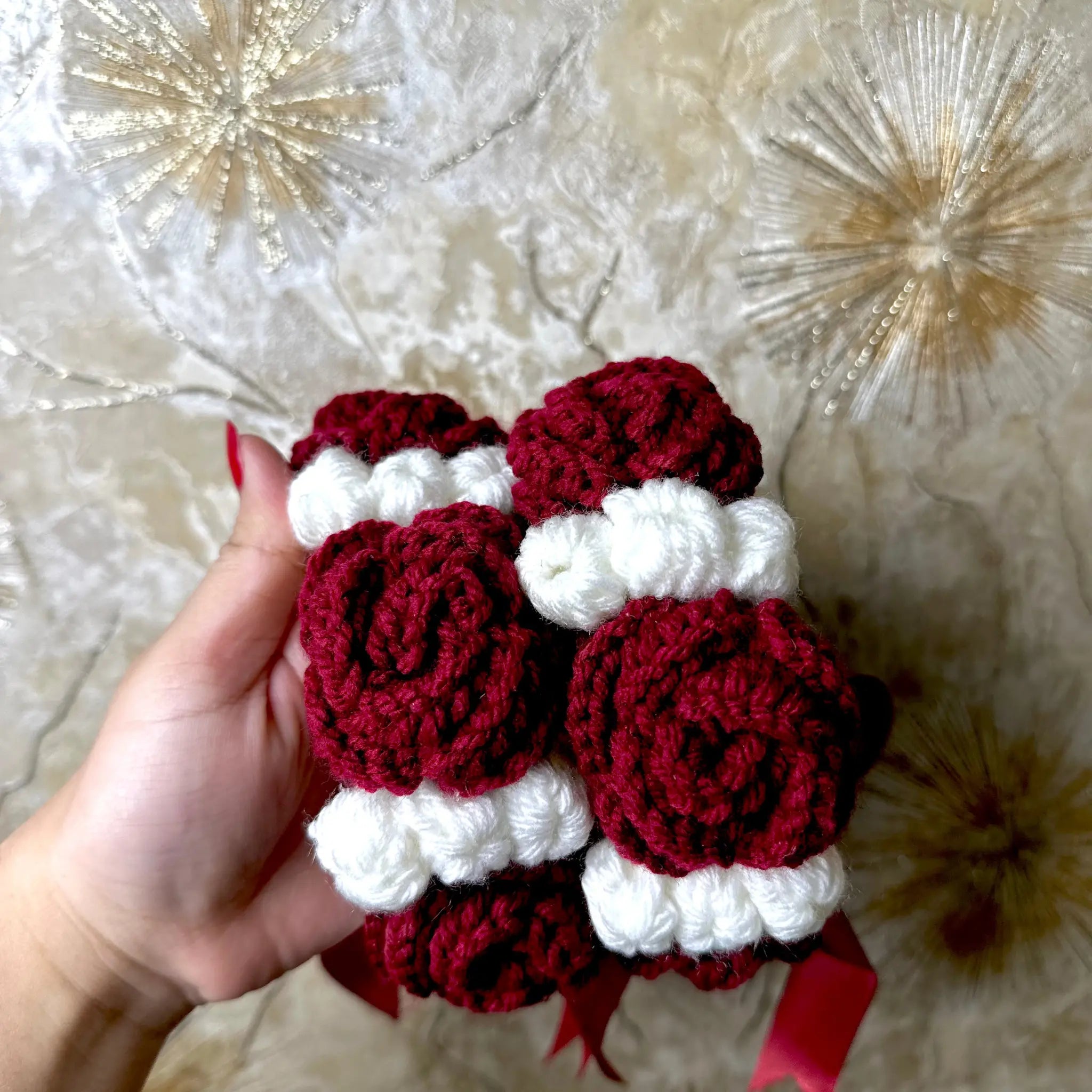 Maroon Bloom Crochet Gajra