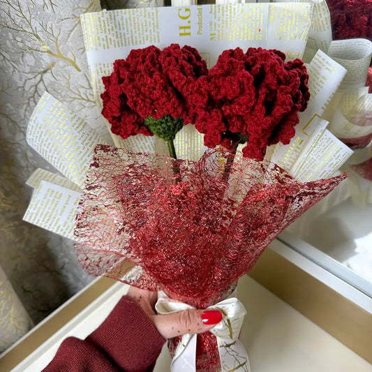 Scarlet Love Crochet Rose Duo