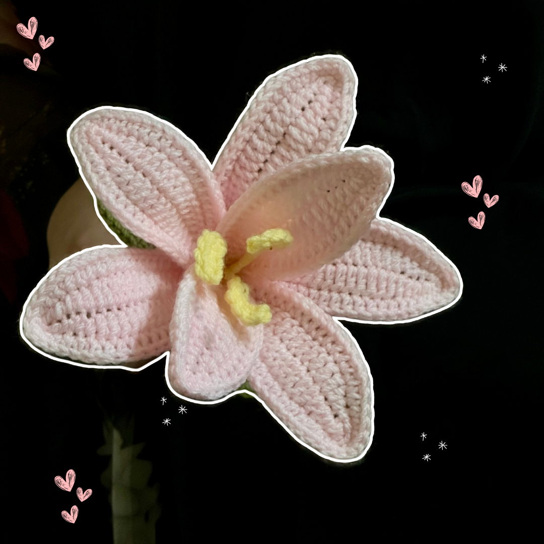 Handmade Crochet Pink Lily