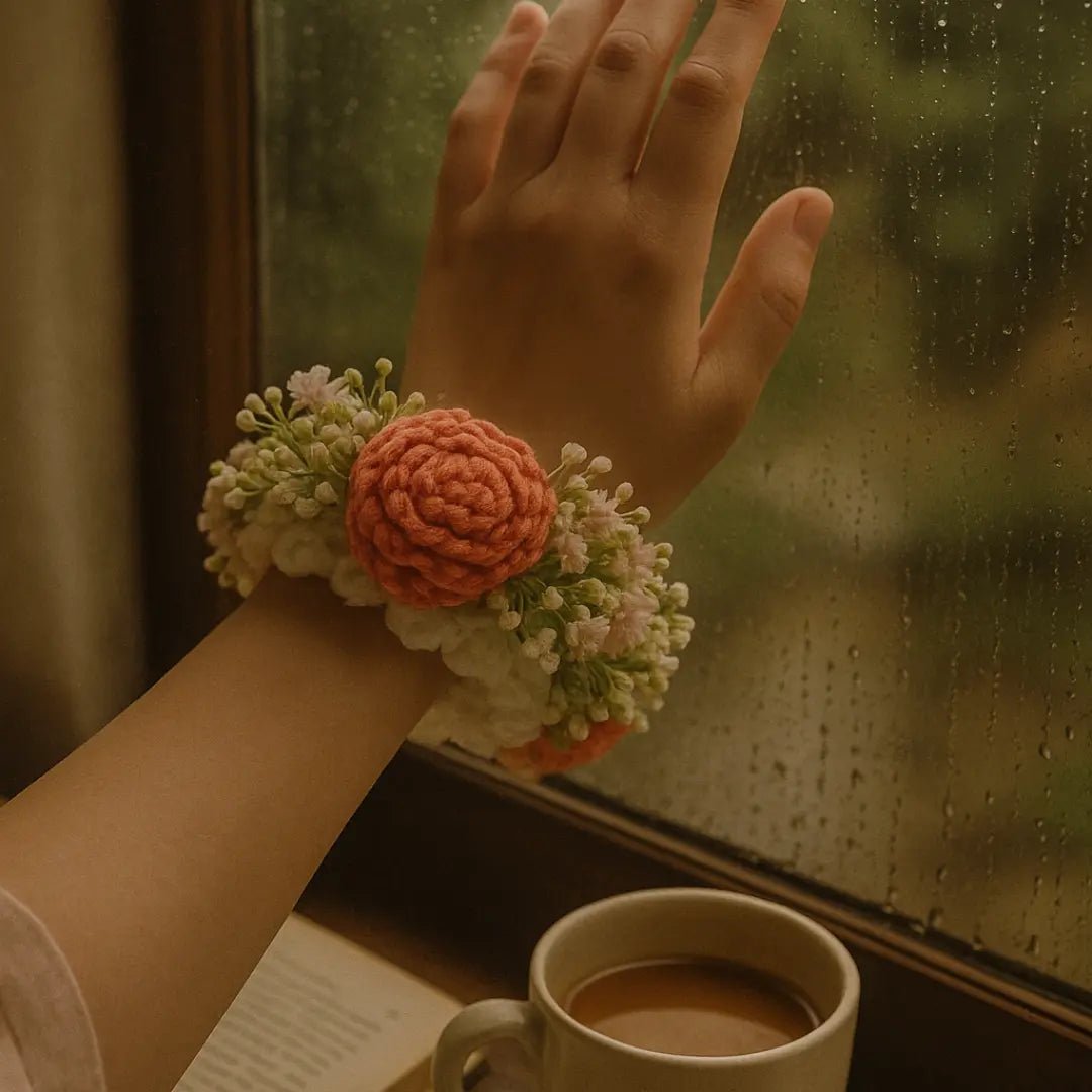 Handcrafted Crochet Floral Gajras– Elegant Ethnic - Inspired Wrist Accessory for Women - BR CRAFTS