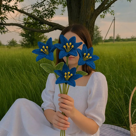 Blue Crochet Lily - BR CRAFTS