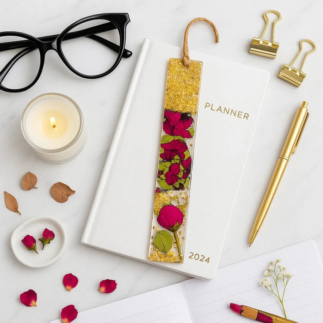 Handmade Resin Bookmark with Glitter Accents