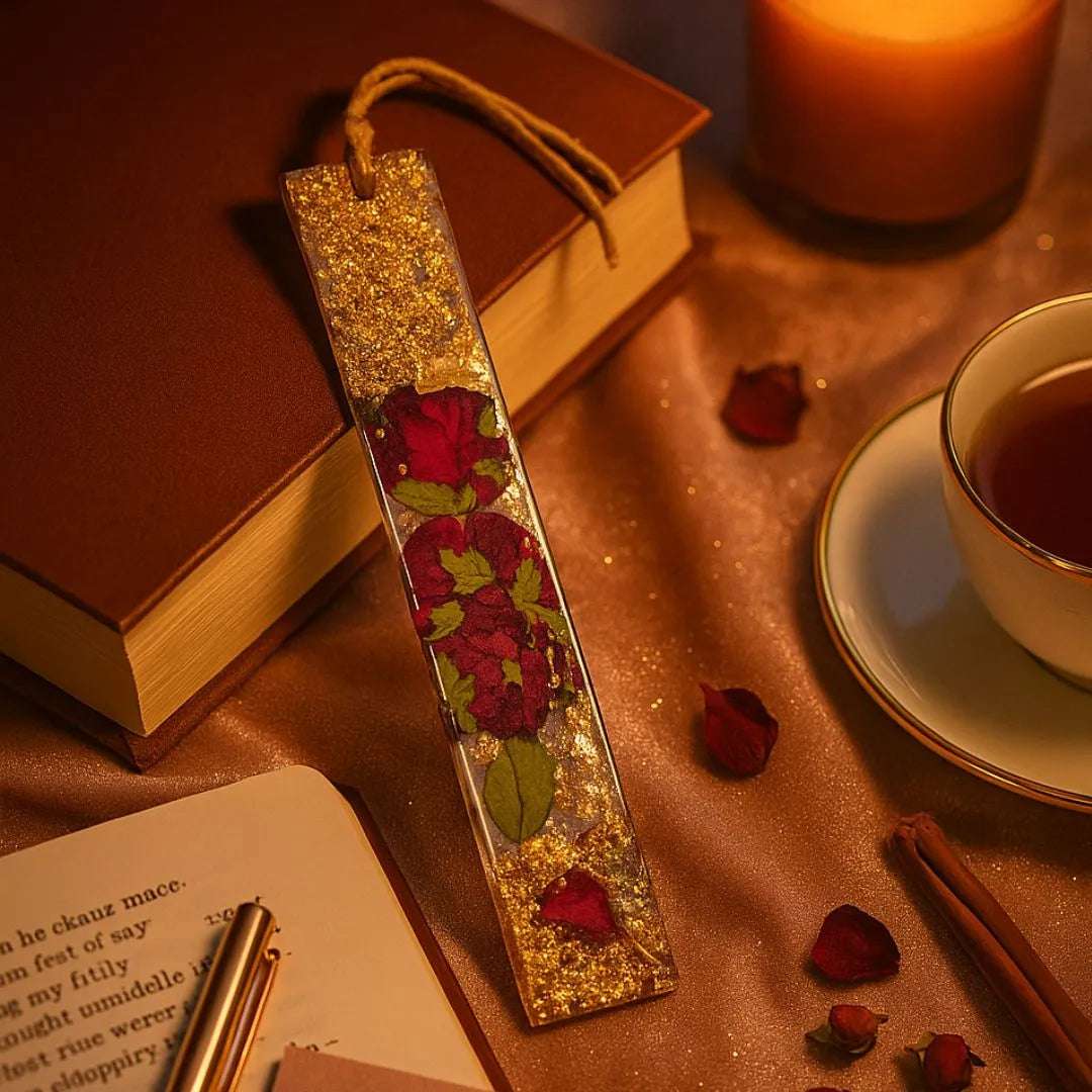 Handmade Resin Bookmark with Glitter Accents
