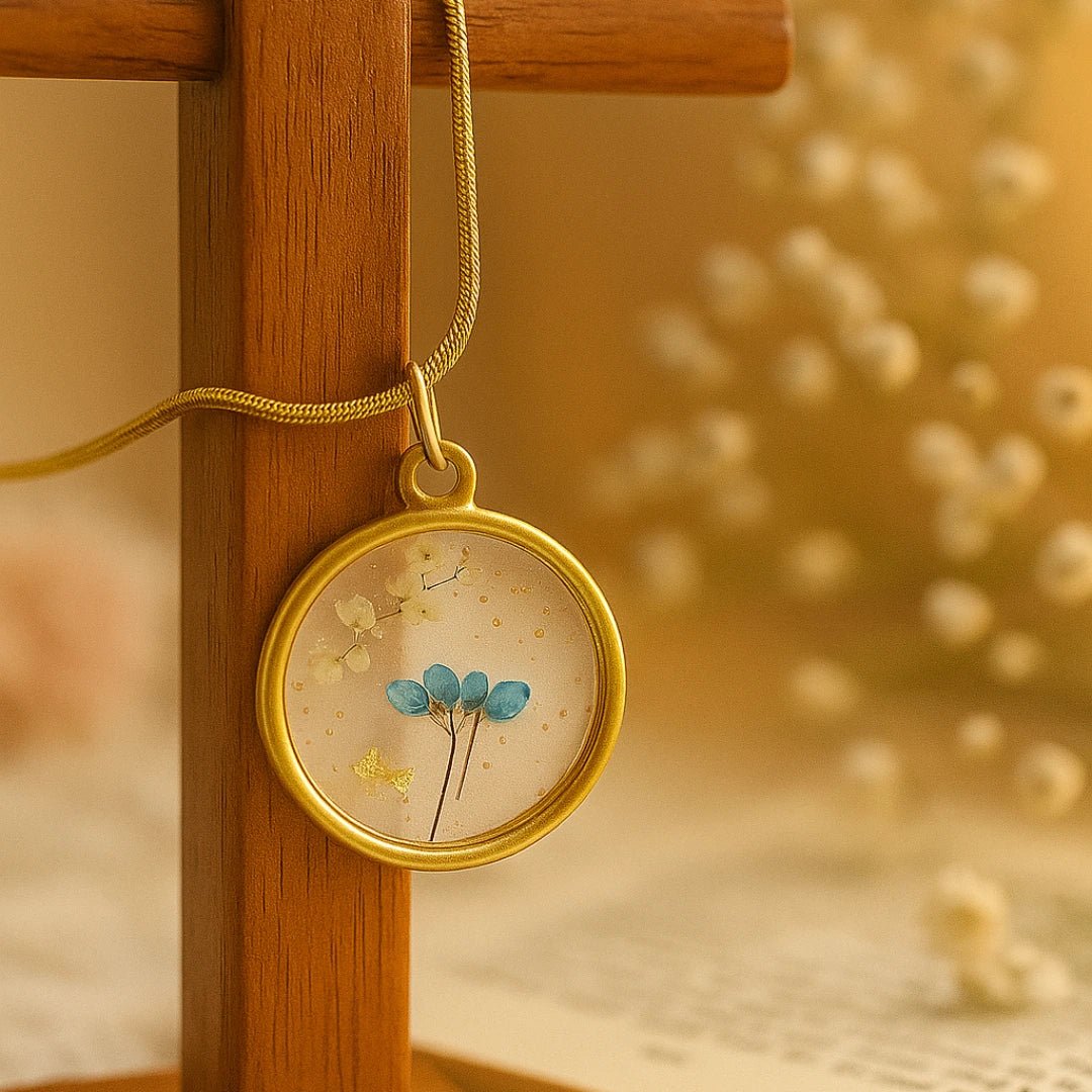 Crystal Blue Blossom Resin Necklace - BR CRAFTS