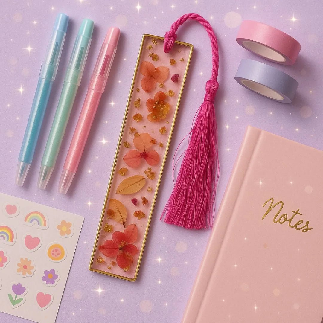 Pink Floral Resin Bookmark - BR CRAFTS