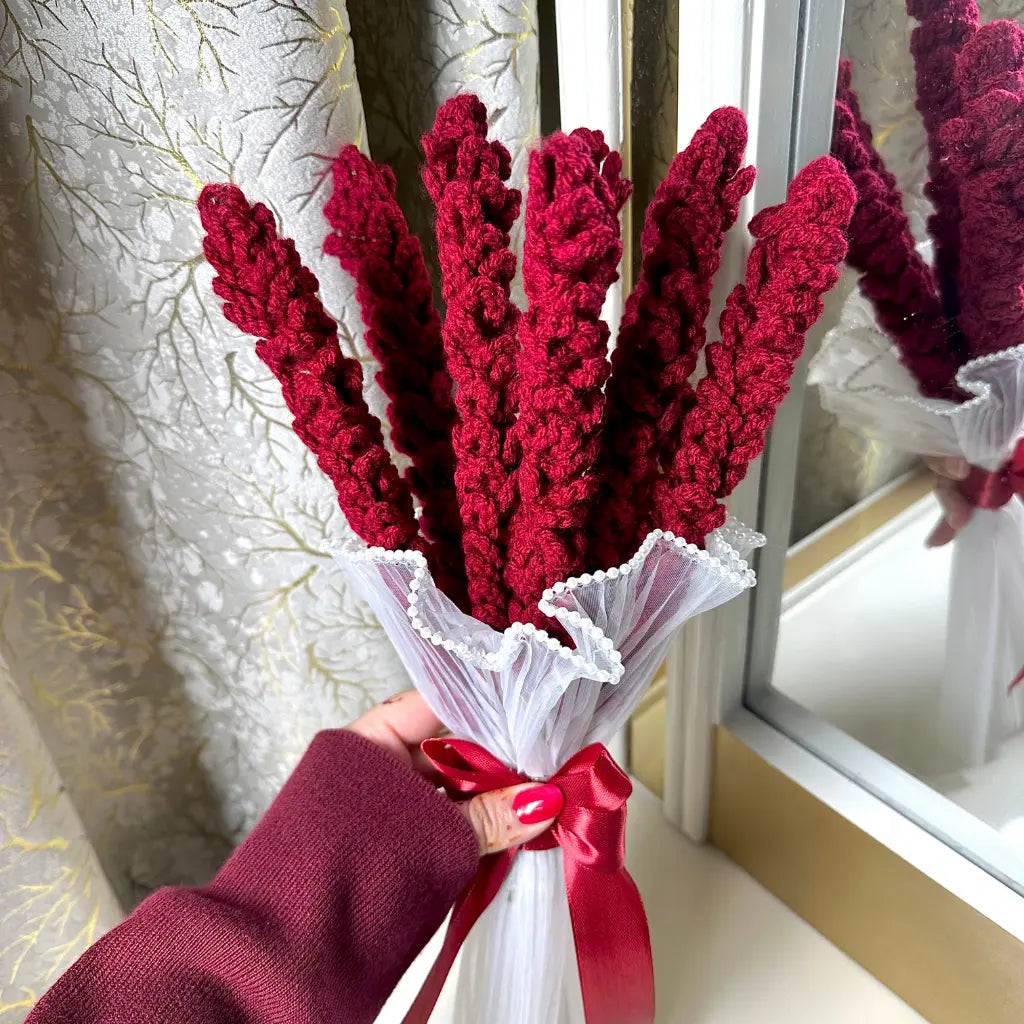 Ruby Spike Crochet Bouquet