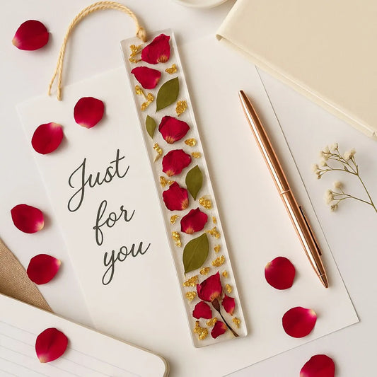 Artistic Resin Bookmark with Leaf