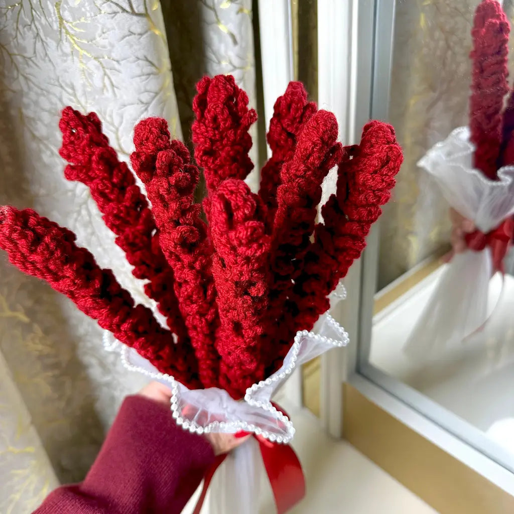 Ruby Spike Crochet Bouquet
