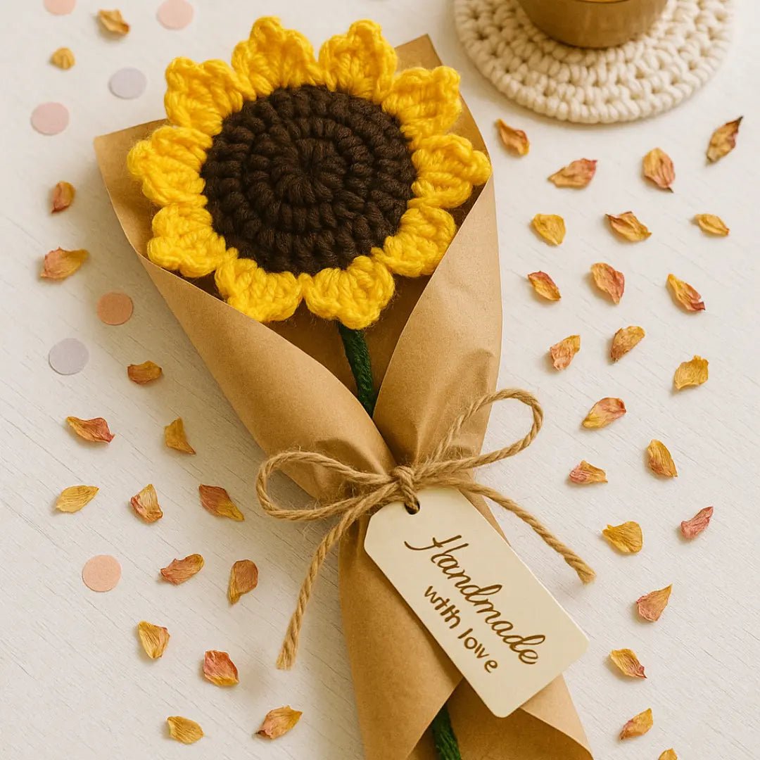 Handmade Crochet Sunflower Stem – Wrapped with Love - BR CRAFTS