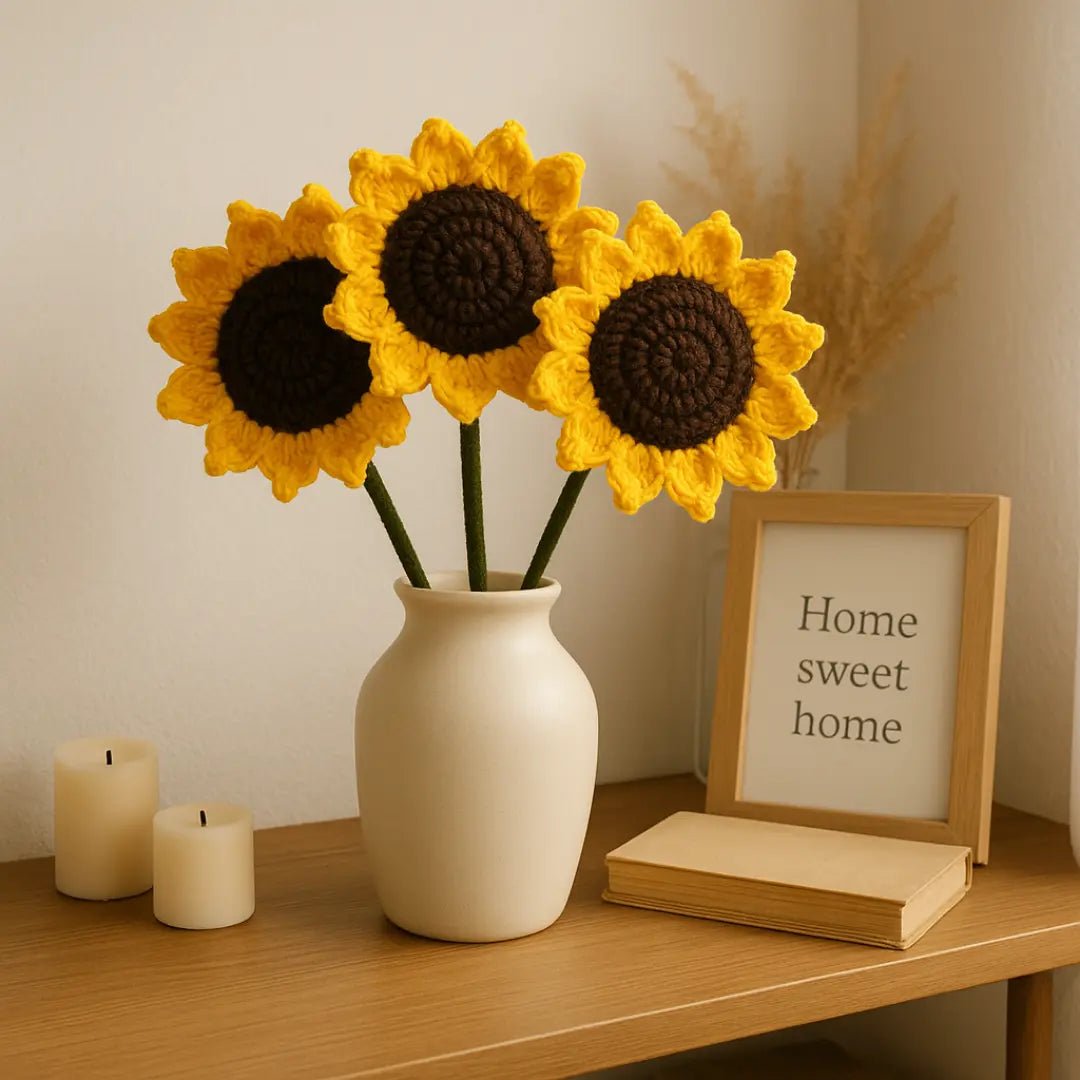 Handmade Crochet Sunflower Stem – Wrapped with Love - BR CRAFTS