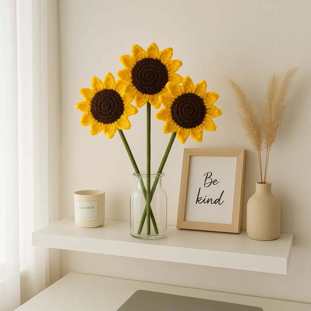 Handmade Crochet Sunflower Stem – Wrapped with Love - BR CRAFTS