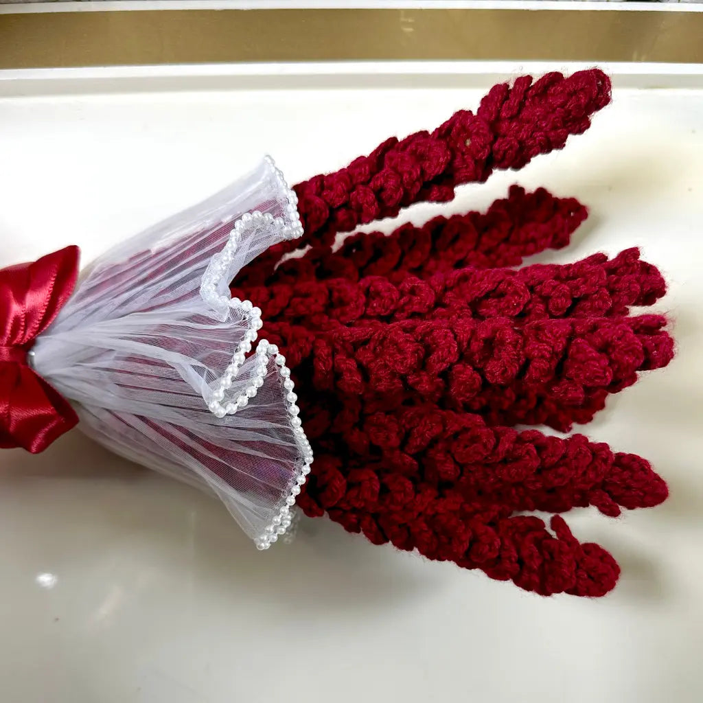 Ruby Spike Crochet Bouquet
