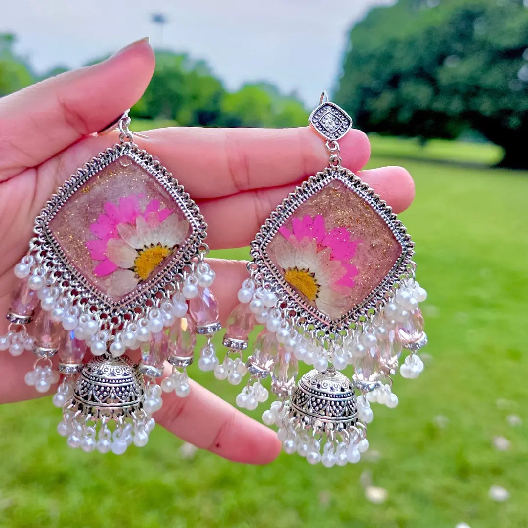 Pink Daisies Jhumkas 🌸💫