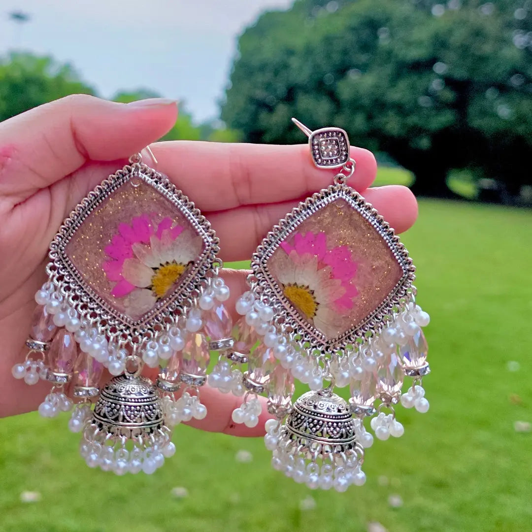 Pink Daisies Jhumkas 🌸💫