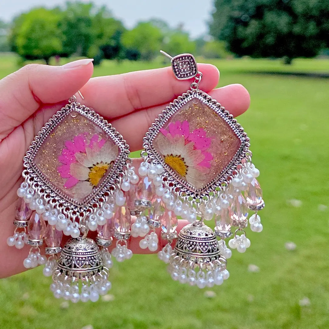 Pink Daisies Jhumkas 🌸💫