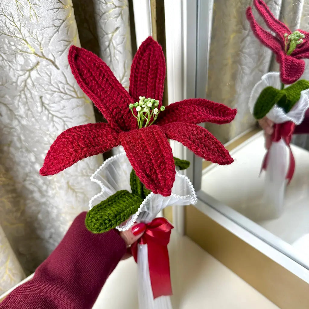 Crimson Star Crochet Lily