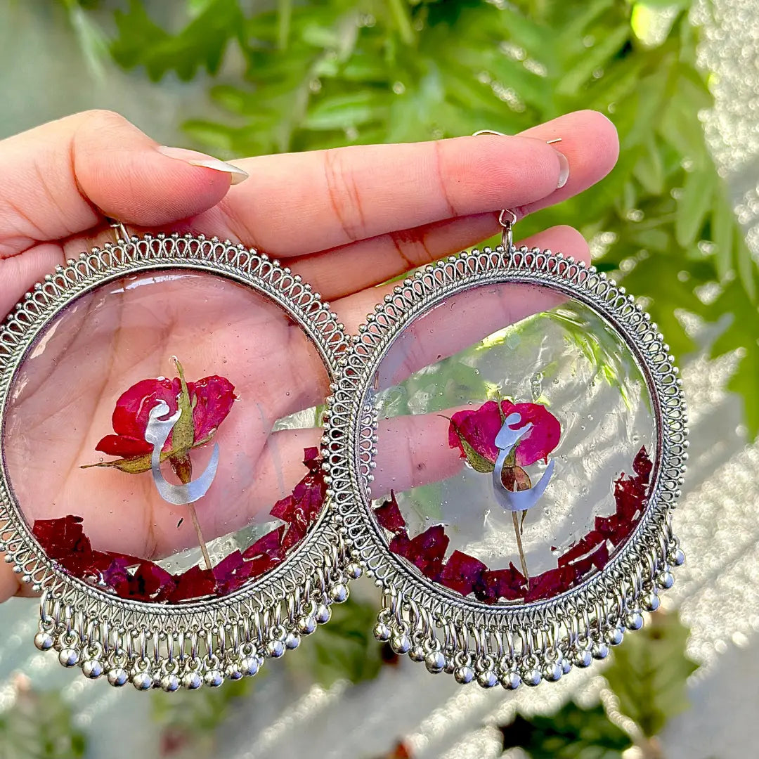 🌹 Rose Bloom Resin Earrings
