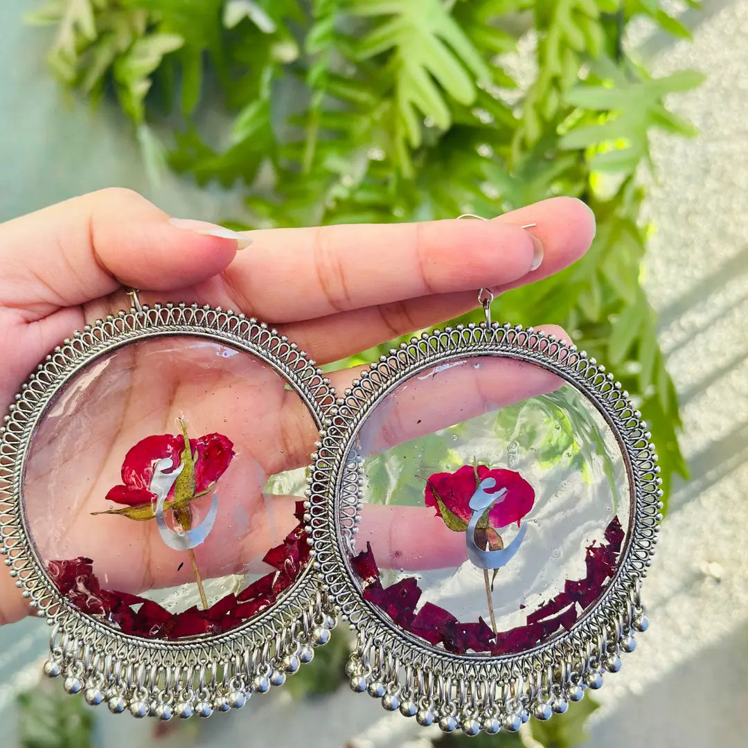 🌹 Rose Bloom Resin Earrings