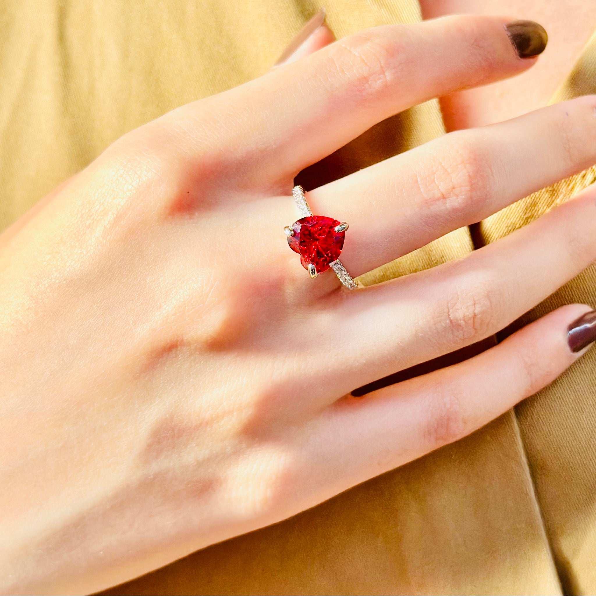 Red Plated Sterling 925 Silver Ring
