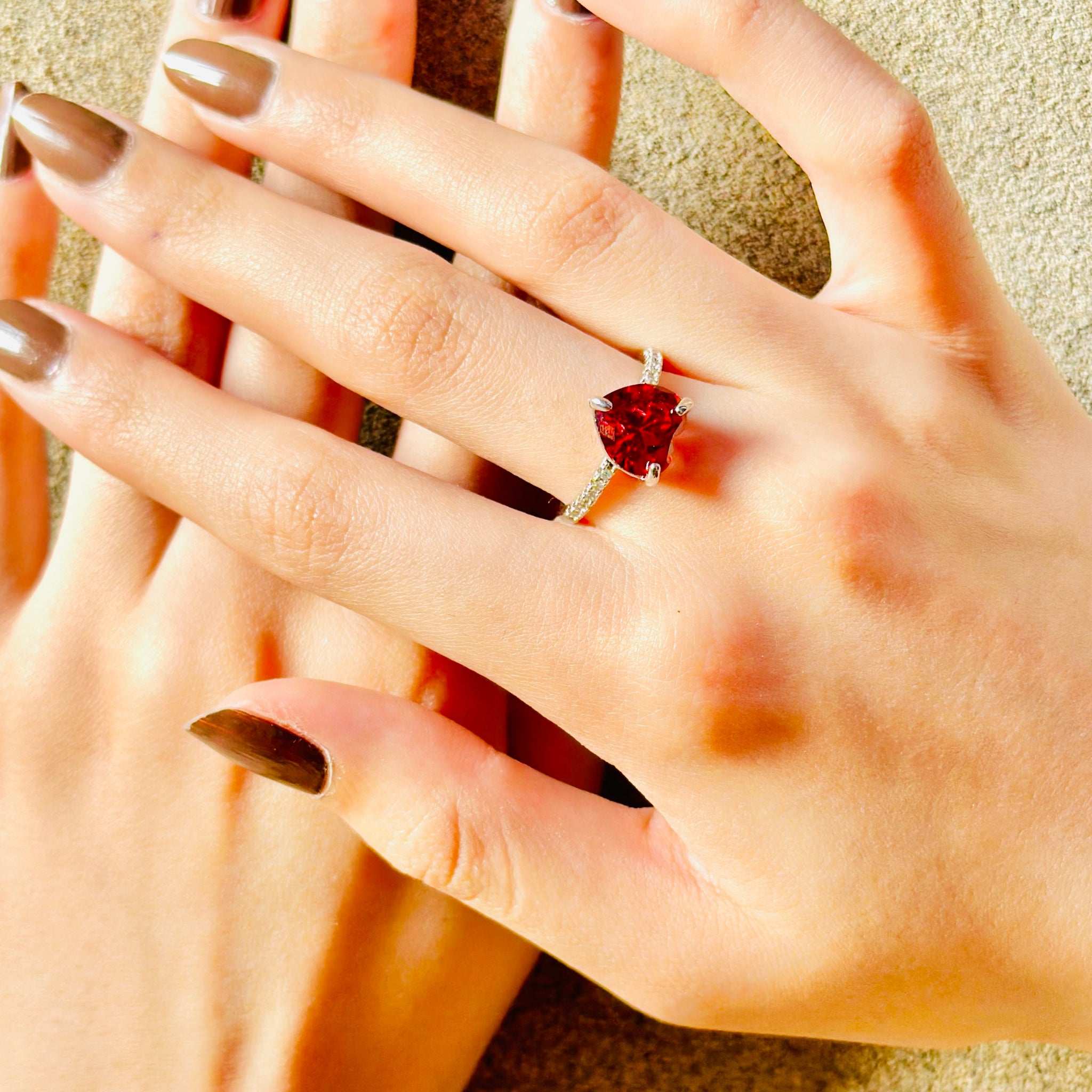 Red Plated Sterling 925 Silver Ring