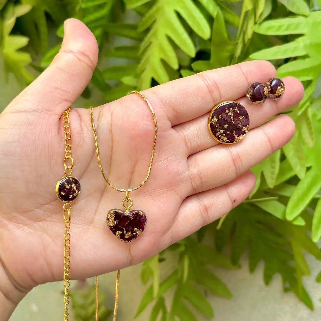 💖 Heart Resin Jewelry Set
