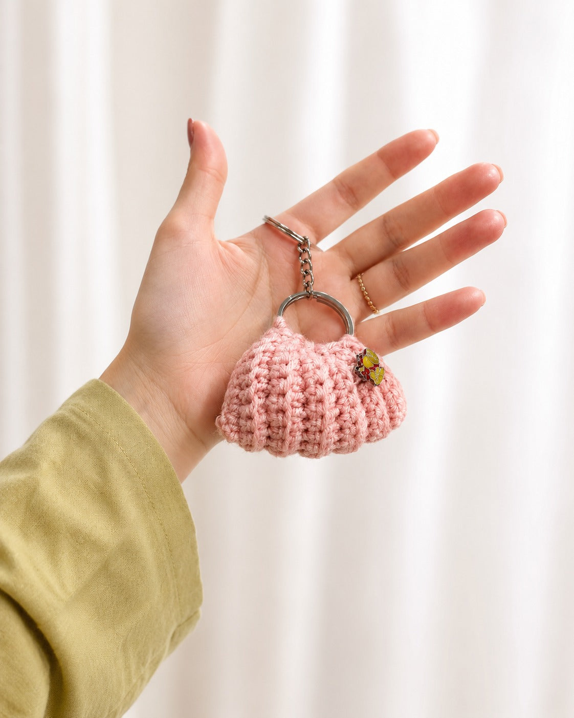 Pink Cloud Crochet Keychain | Handmade Pink Bag Keychain
