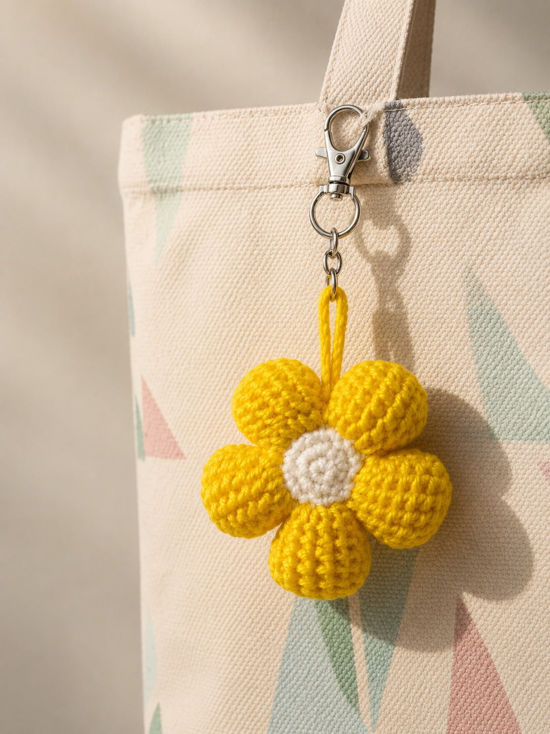 Sunshine Bloom Crochet Keychain | Handmade Flower Bag Charm